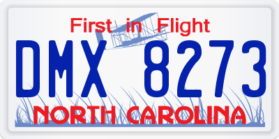 NC license plate DMX8273