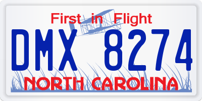 NC license plate DMX8274
