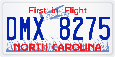 NC license plate DMX8275