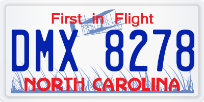 NC license plate DMX8278