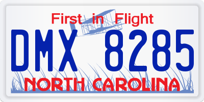 NC license plate DMX8285