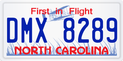 NC license plate DMX8289