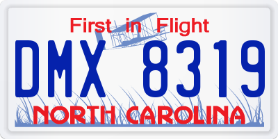 NC license plate DMX8319