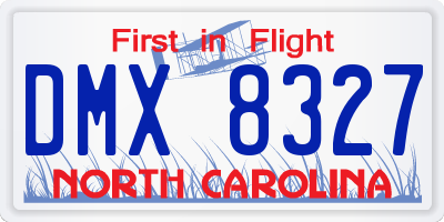 NC license plate DMX8327
