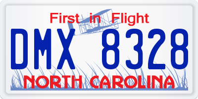 NC license plate DMX8328