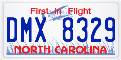 NC license plate DMX8329
