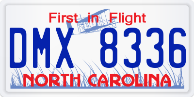 NC license plate DMX8336