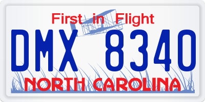 NC license plate DMX8340
