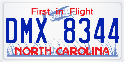 NC license plate DMX8344