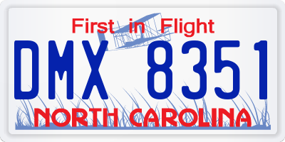 NC license plate DMX8351