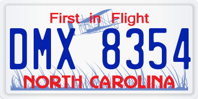 NC license plate DMX8354
