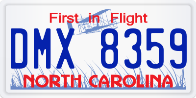 NC license plate DMX8359