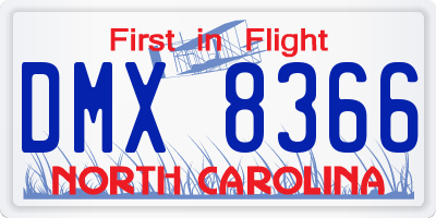 NC license plate DMX8366