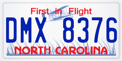 NC license plate DMX8376