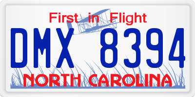 NC license plate DMX8394