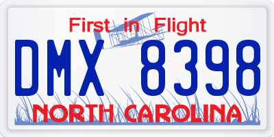 NC license plate DMX8398