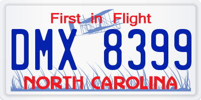 NC license plate DMX8399