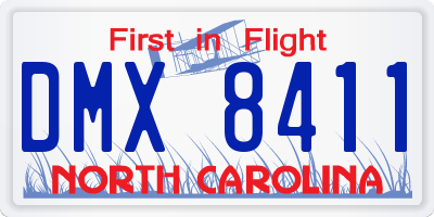 NC license plate DMX8411