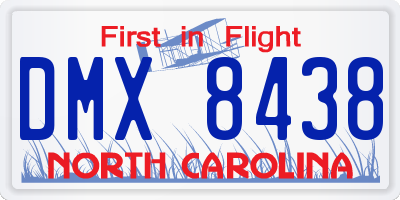 NC license plate DMX8438