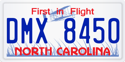 NC license plate DMX8450