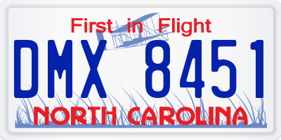 NC license plate DMX8451