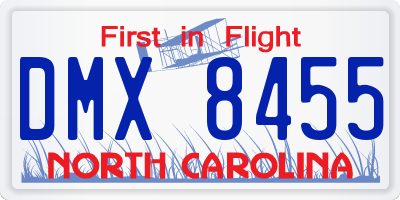 NC license plate DMX8455