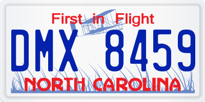 NC license plate DMX8459