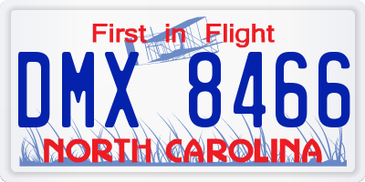 NC license plate DMX8466