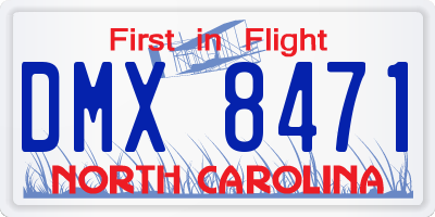 NC license plate DMX8471