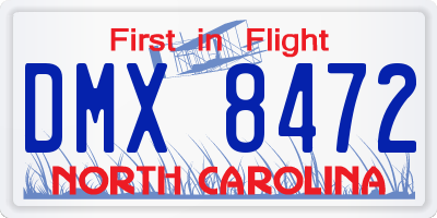 NC license plate DMX8472