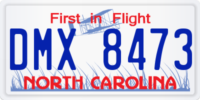 NC license plate DMX8473