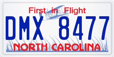 NC license plate DMX8477
