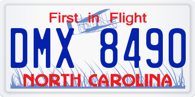 NC license plate DMX8490