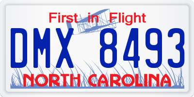 NC license plate DMX8493