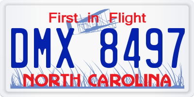 NC license plate DMX8497