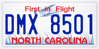 NC license plate DMX8501