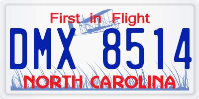 NC license plate DMX8514
