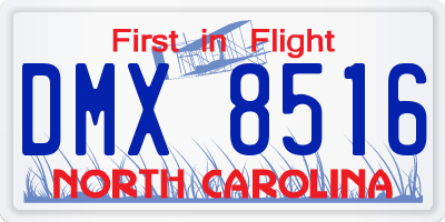 NC license plate DMX8516