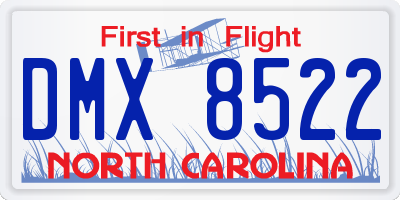 NC license plate DMX8522
