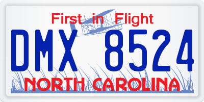 NC license plate DMX8524