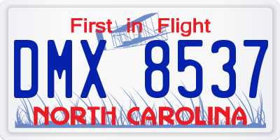 NC license plate DMX8537