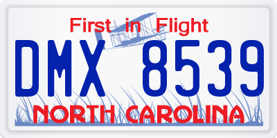 NC license plate DMX8539