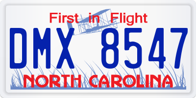 NC license plate DMX8547