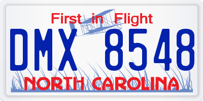NC license plate DMX8548