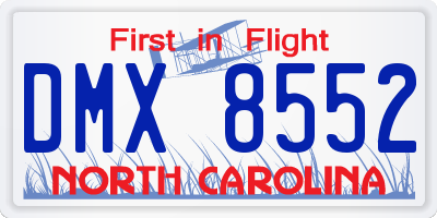 NC license plate DMX8552