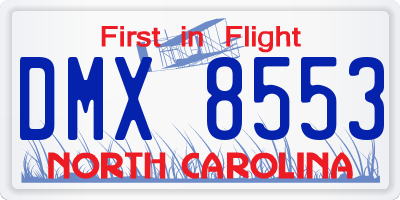 NC license plate DMX8553