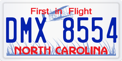 NC license plate DMX8554