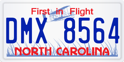 NC license plate DMX8564