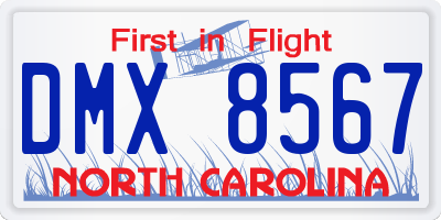 NC license plate DMX8567