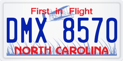 NC license plate DMX8570